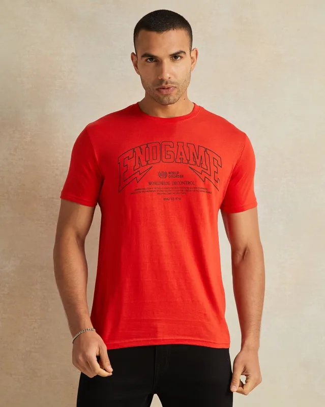 Men Red Endgame Print Graphic T-Shirt sold by Redtag