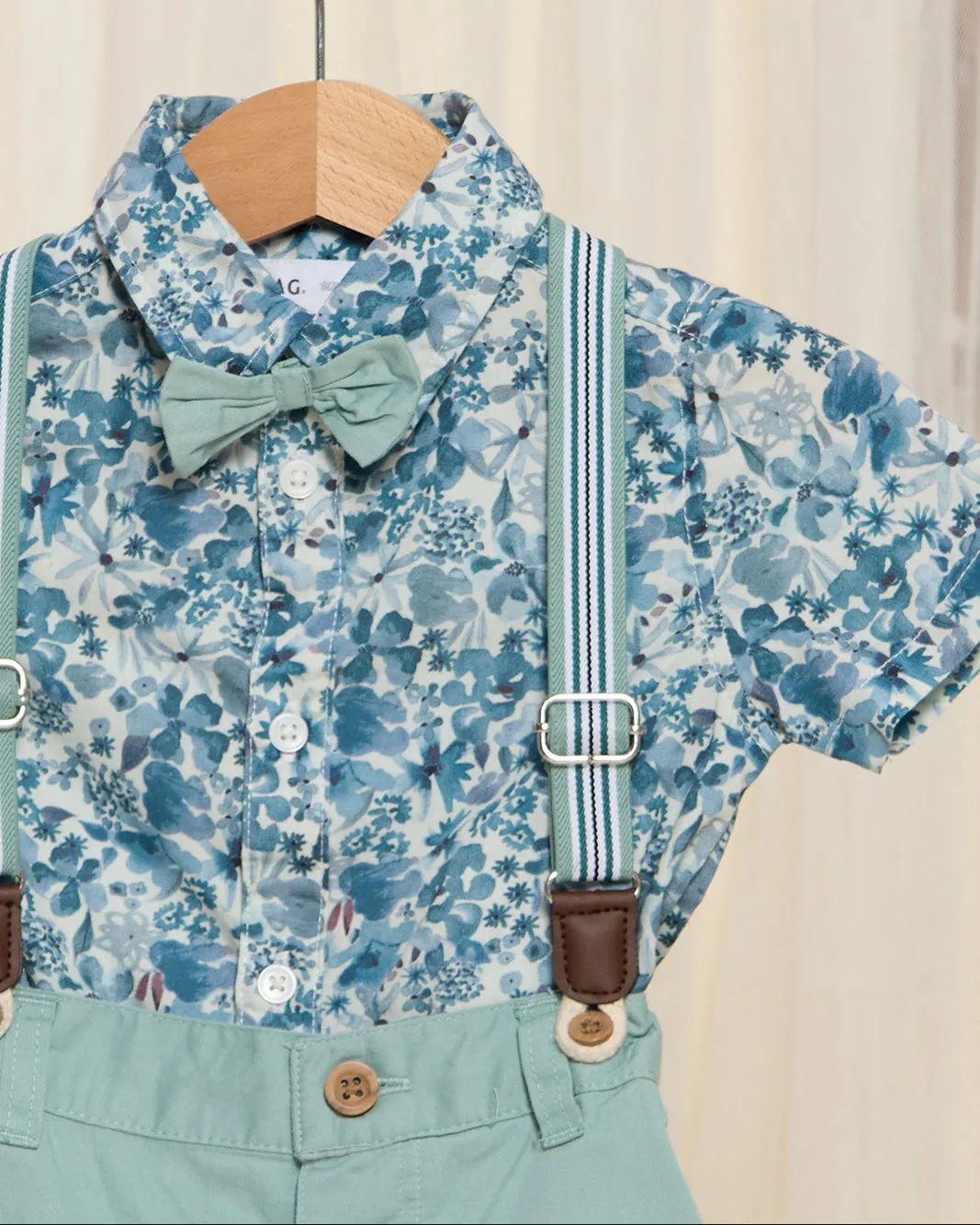 Infant Boys Mint And Blue Shirt With Bow Set (3 Piece) sold by Redtag product image thumbnail 2