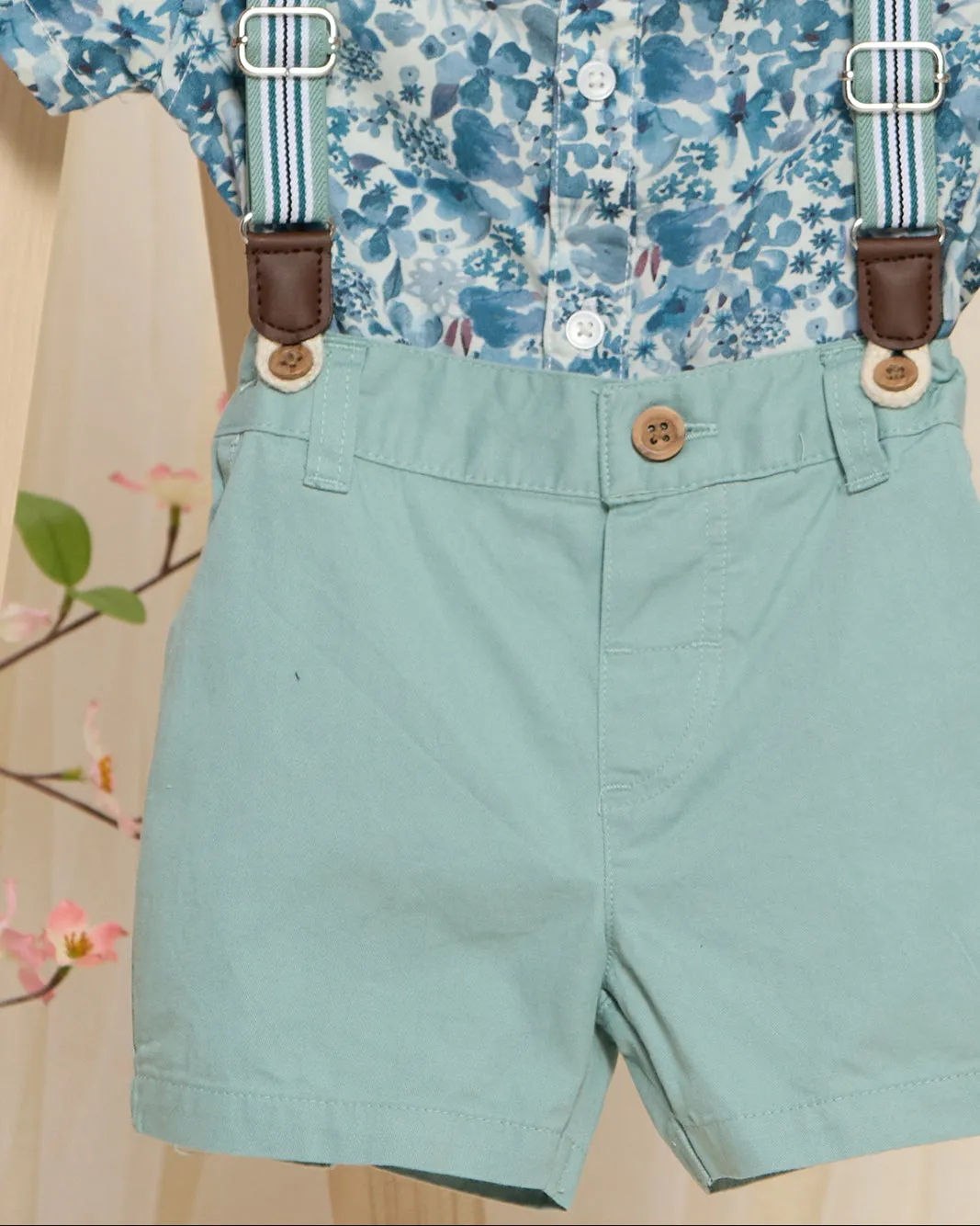 Infant Boys Mint And Blue Shirt With Bow Set (3 Piece) sold by Redtag product image thumbnail 3