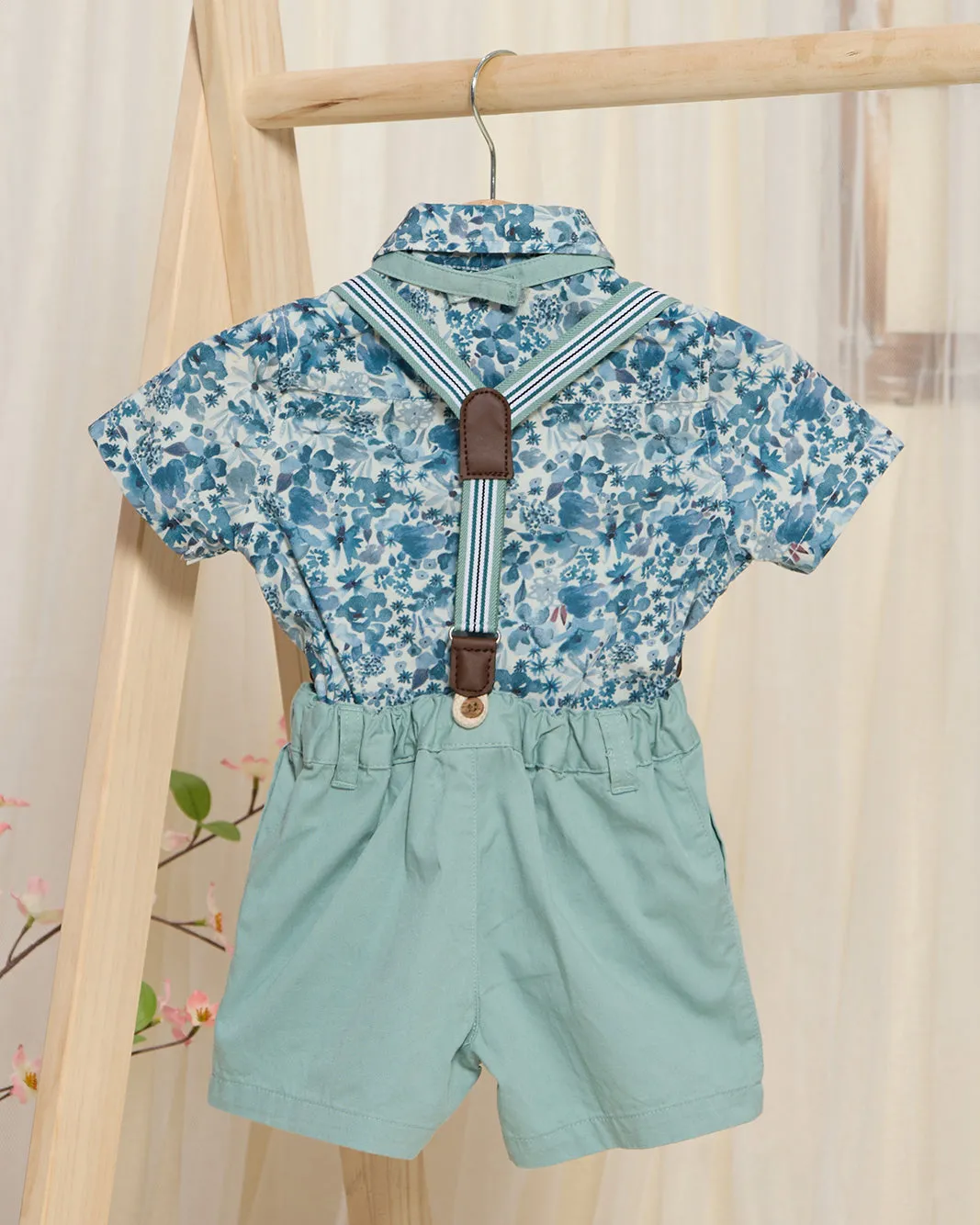 Infant Boys Mint And Blue Shirt With Bow Set (3 Piece) sold by Redtag product image thumbnail 4