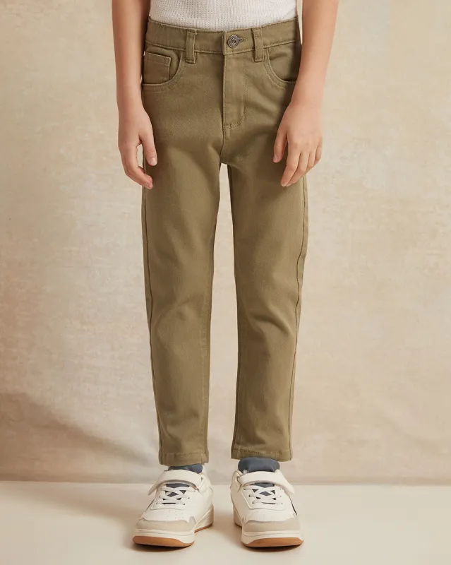 Boys Olive 5 Pockets Jeans sold by Redtag