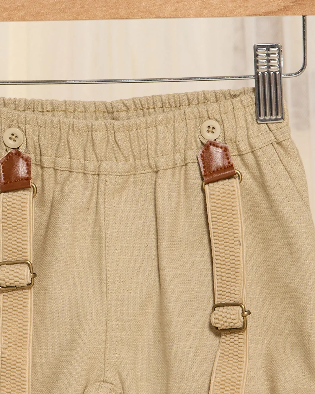 Infant Boys Beige Linen Shorts With Suspender sold by Redtag product image thumbnail 2