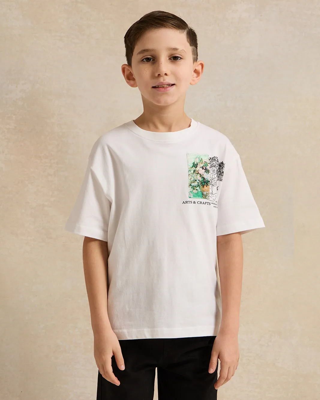 Boys White Printed T-Shirt sold by Redtag