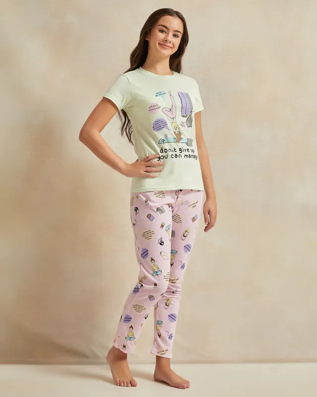 Senior Girls Mint Print Pyjama Set (2 Piece) sold by Redtag