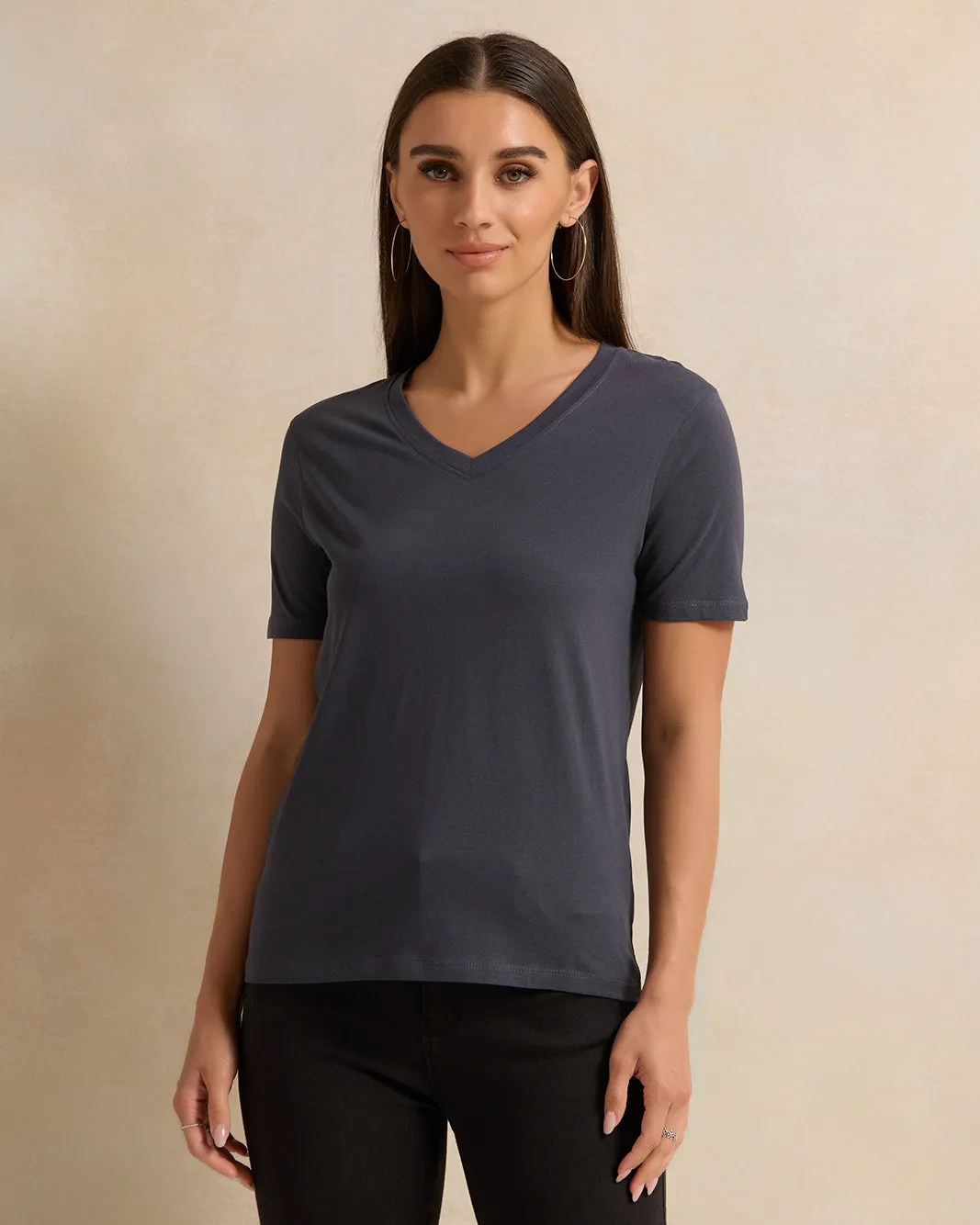 Women Charcoal Basic T-Shirt sold by Redtag