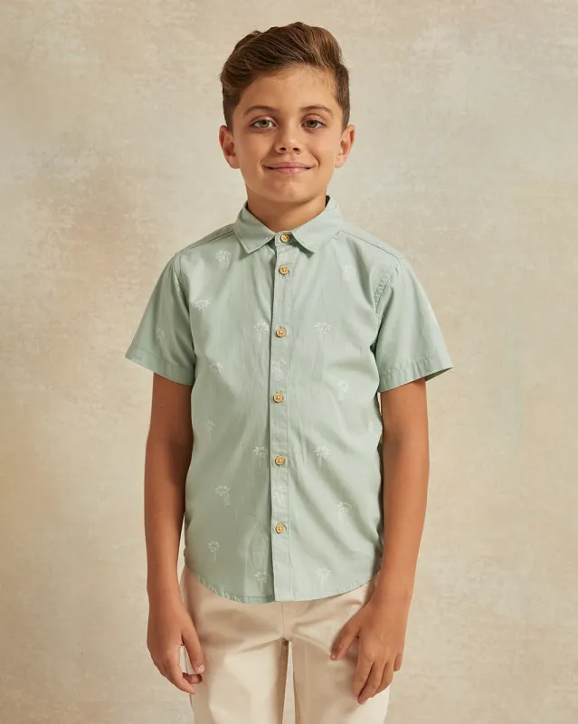 Boys Mint Palm Print Shirt And T-Shirt (2 Piece) sold by Redtag