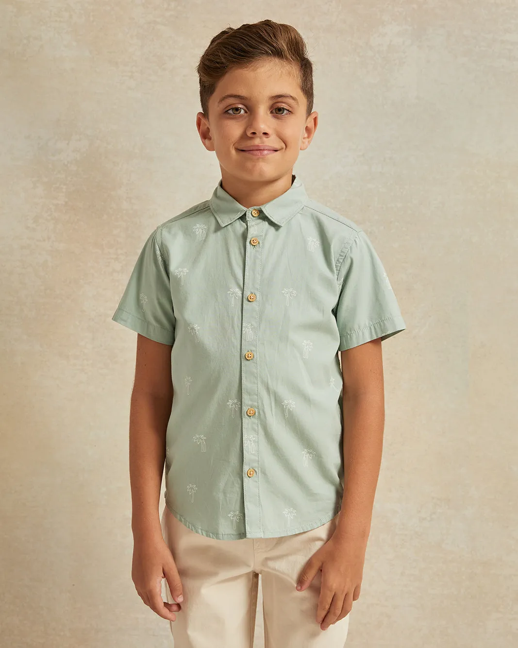 Boys Mint Palm Print Shirt And T-Shirt (2 Piece) sold by Redtag