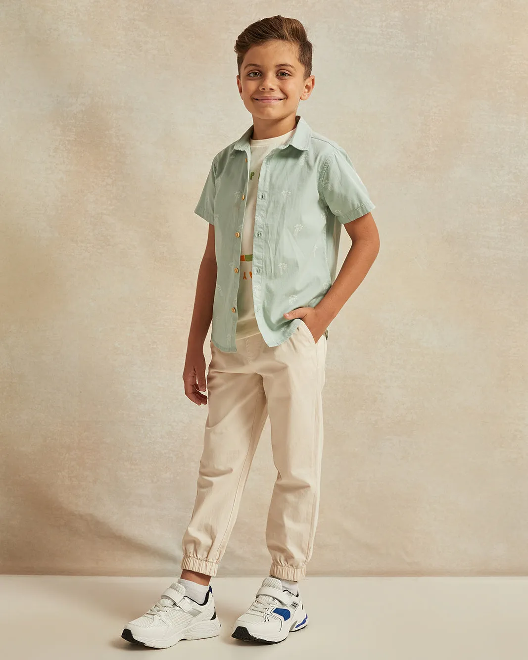 Boys Mint Palm Print Shirt And T-Shirt (2 Piece) sold by Redtag product image thumbnail 3