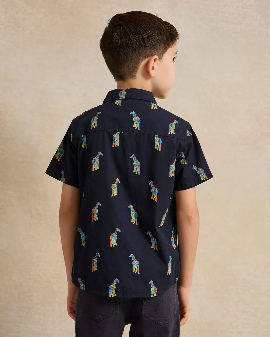 Boys Navy Giraffe Printed Shirt And T-Shirt (2 Piece) sold by Redtag product image thumbnail 4