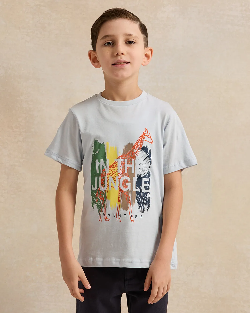 Boys Navy Giraffe Printed Shirt And T-Shirt (2 Piece) sold by Redtag product image thumbnail 2