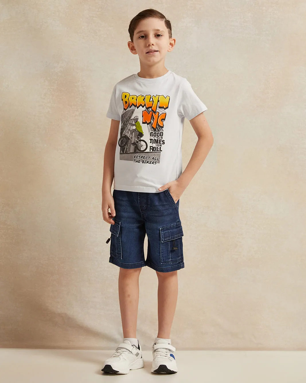 Boys Blue Brooklyn Print T-Shirt sold by Redtag product image thumbnail 2