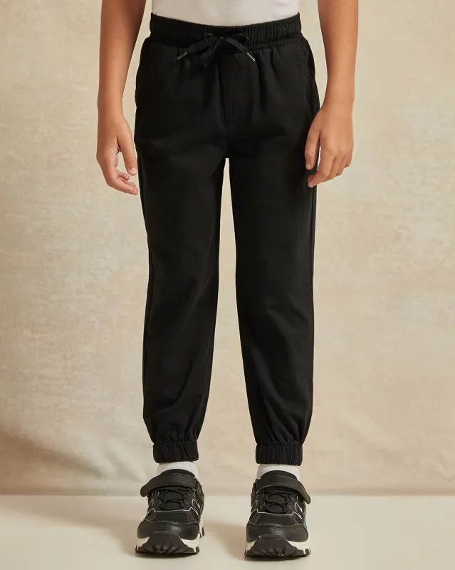 Boys Black Solid Jogger sold by Redtag