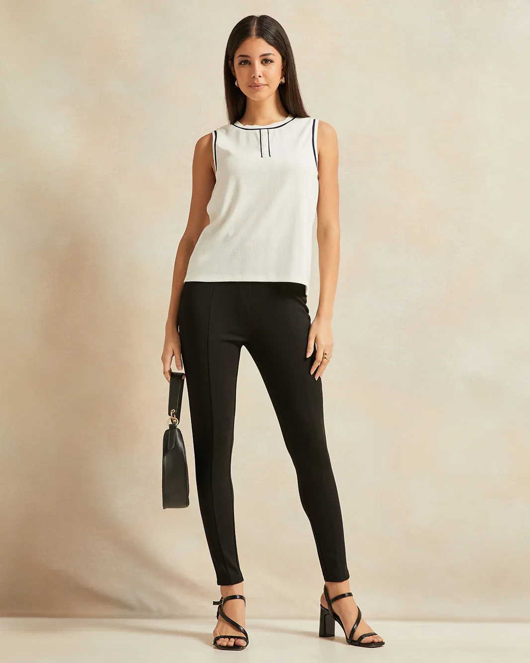 Women Ivory Piping Detailed Jacquard Top sold by Redtag product image thumbnail 2