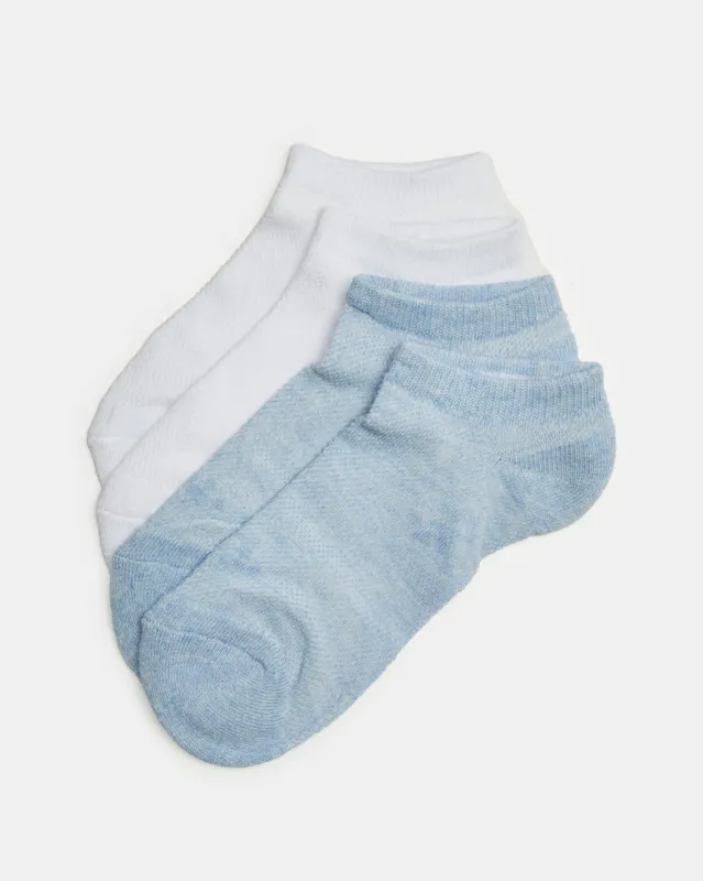 Senior Girls White And Blue Ankle Length Socks Set (2 Pairs) sold by Redtag