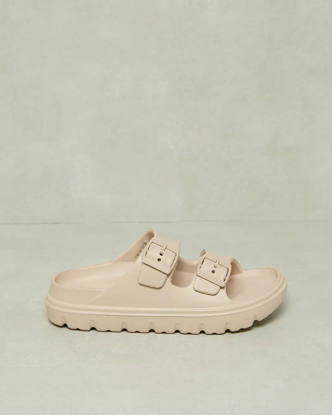 Women Beige Buckle Trim Slide sold by Redtag