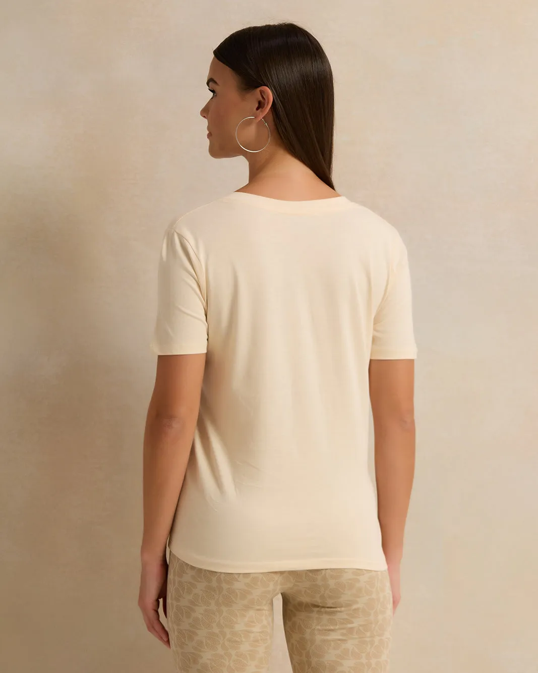 Women Cream Plain T-Shirt sold by Redtag product image thumbnail 3