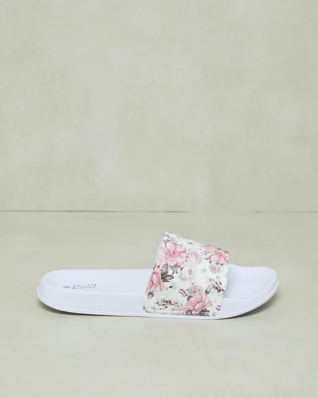 Women White Printed Slide sold by Redtag