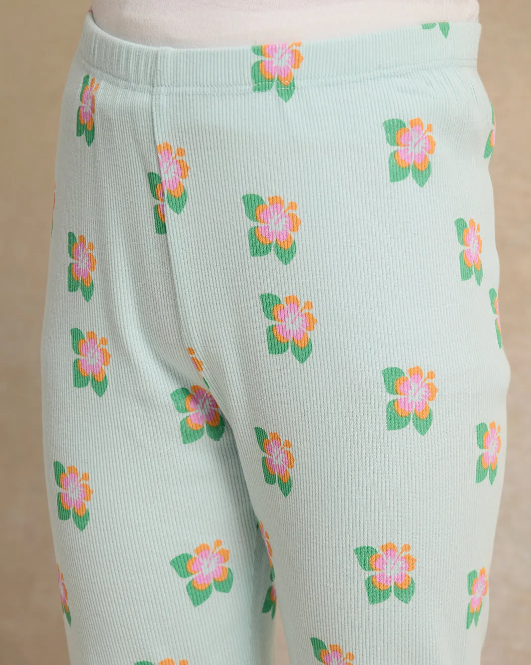 Girls Blue Floral Print Rib Leggings sold by Redtag product image thumbnail 4