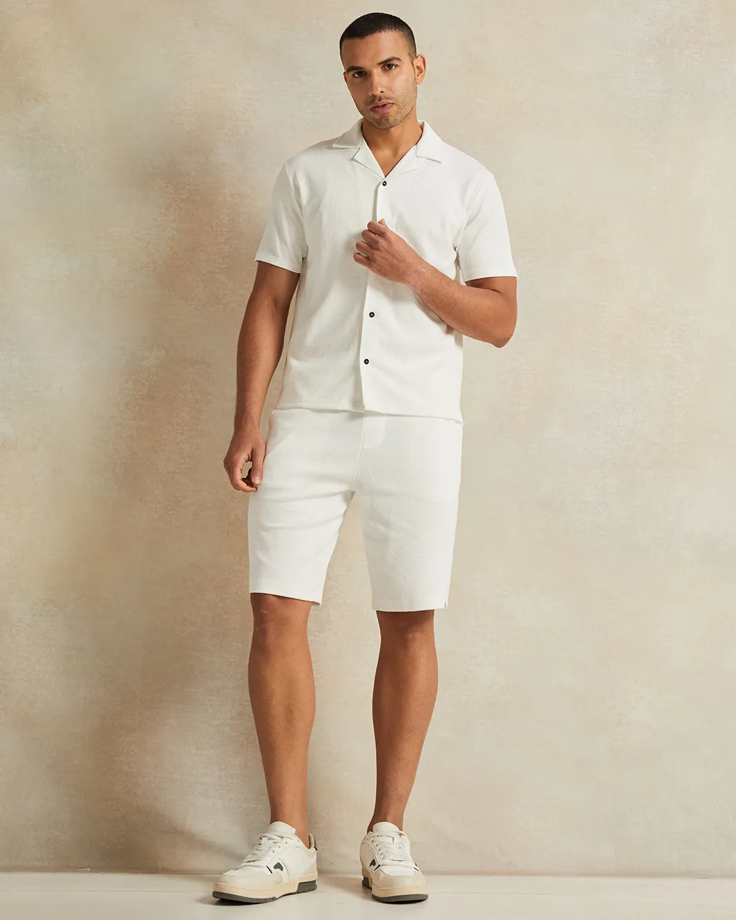 Men White Jacquard Short Sleeve Shirt sold by Redtag product image thumbnail 2