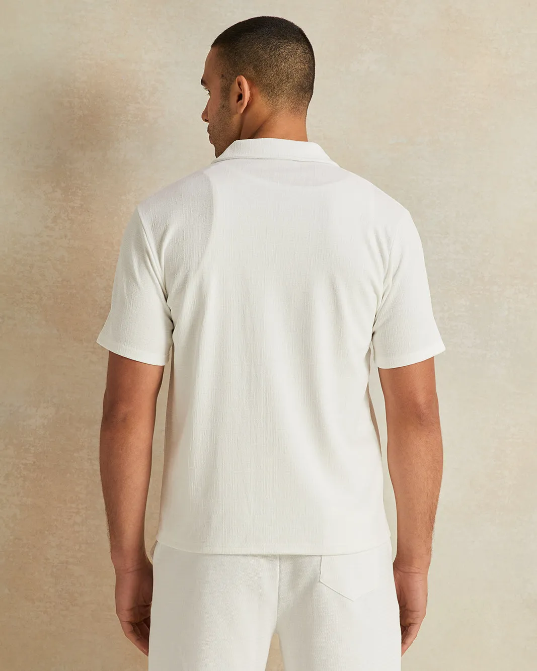 Men White Jacquard Short Sleeve Shirt sold by Redtag product image thumbnail 3