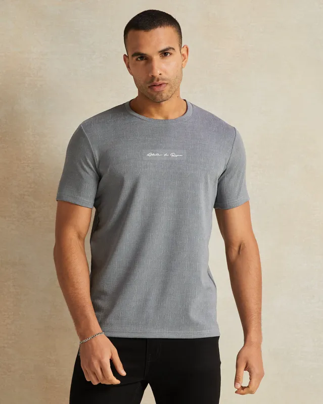 Men Grey Jacquard T-Shirt sold by Redtag
