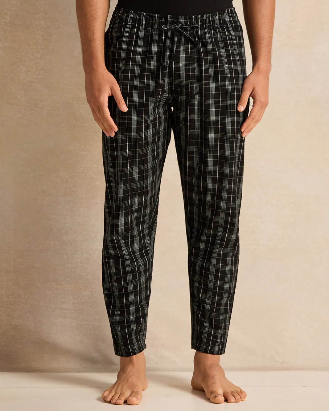Men Black Checkered Pyjama Bottom sold by Redtag