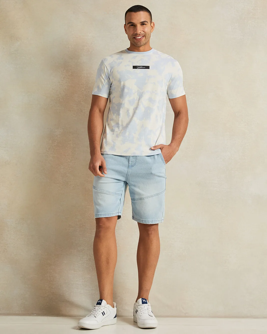 Men Blue Plain Denim Shorts sold by Redtag product image thumbnail 2