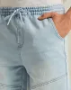 Men Blue Plain Denim Shorts sold by Redtag