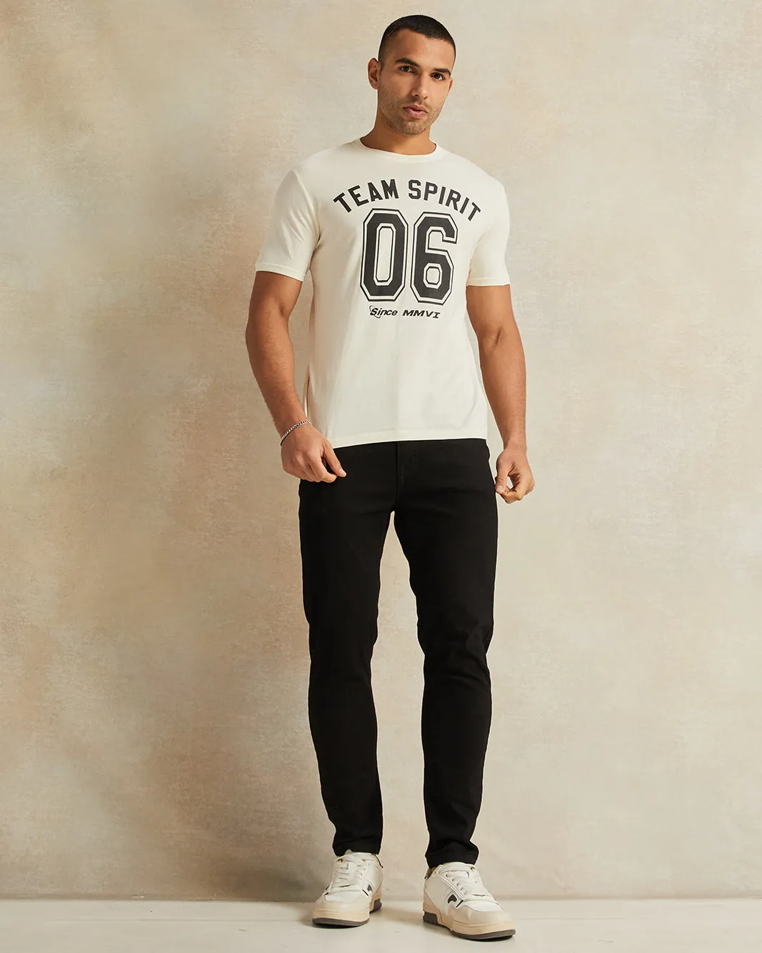 Men Ivory Team Sprint Graphic T-Shirt sold by Redtag product image thumbnail 2