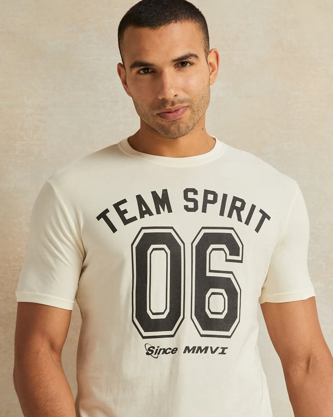 Men Ivory Team Sprint Graphic T-Shirt sold by Redtag product image thumbnail 3