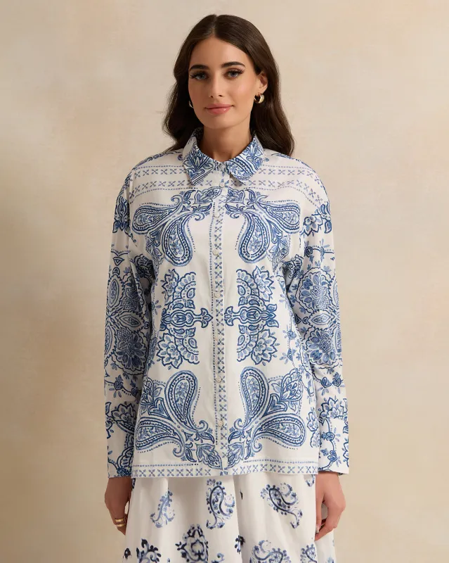 Women White Printed Shirt sold by Redtag