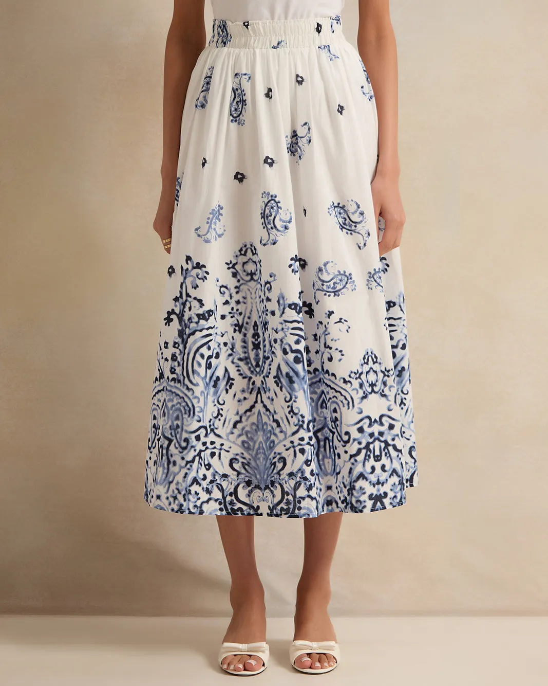 Women White Printed Skirt sold by Redtag