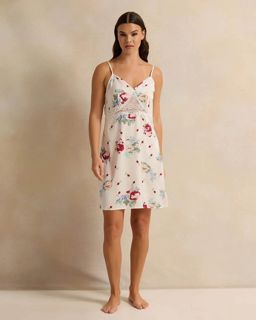 Women Cream Printed Chemise sold by Redtag product image thumbnail 2