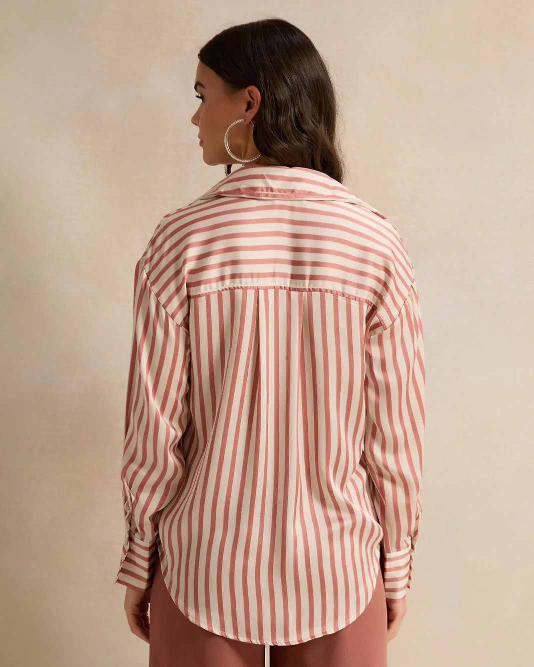 Women Cream Striped Stain Shirt sold by Redtag product image thumbnail 3