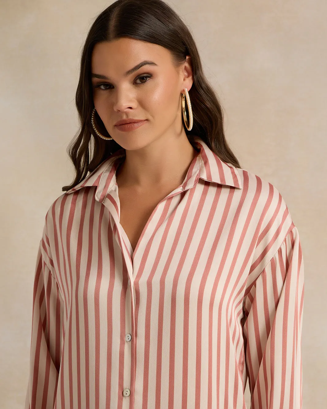 Women Cream Striped Stain Shirt sold by Redtag product image thumbnail 4
