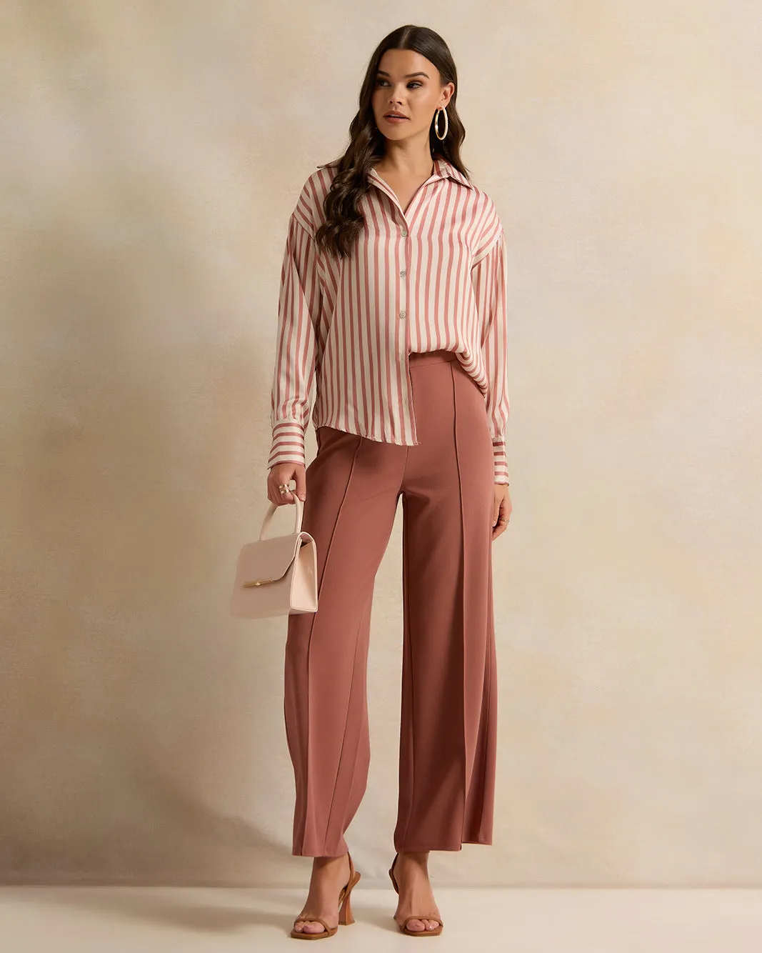 Women Cream Striped Stain Shirt sold by Redtag product image thumbnail 2