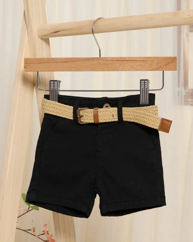 Infant Boys Black Belted Shorts sold by Redtag