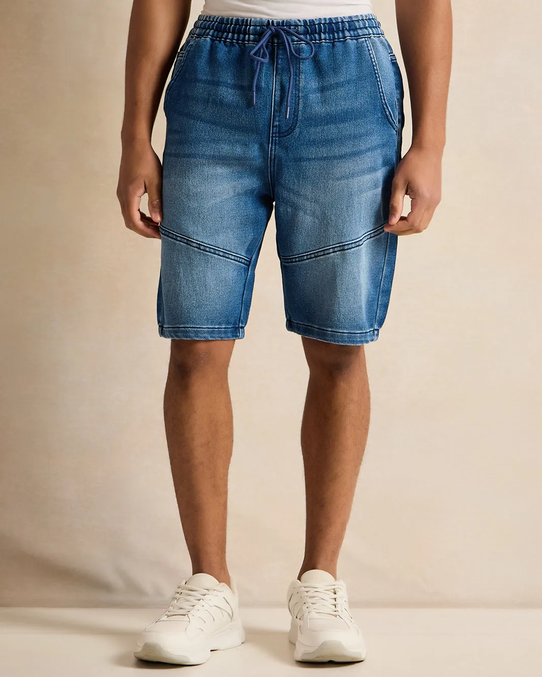 Men Blue Cut And Sew Denim Shorts sold by Redtag