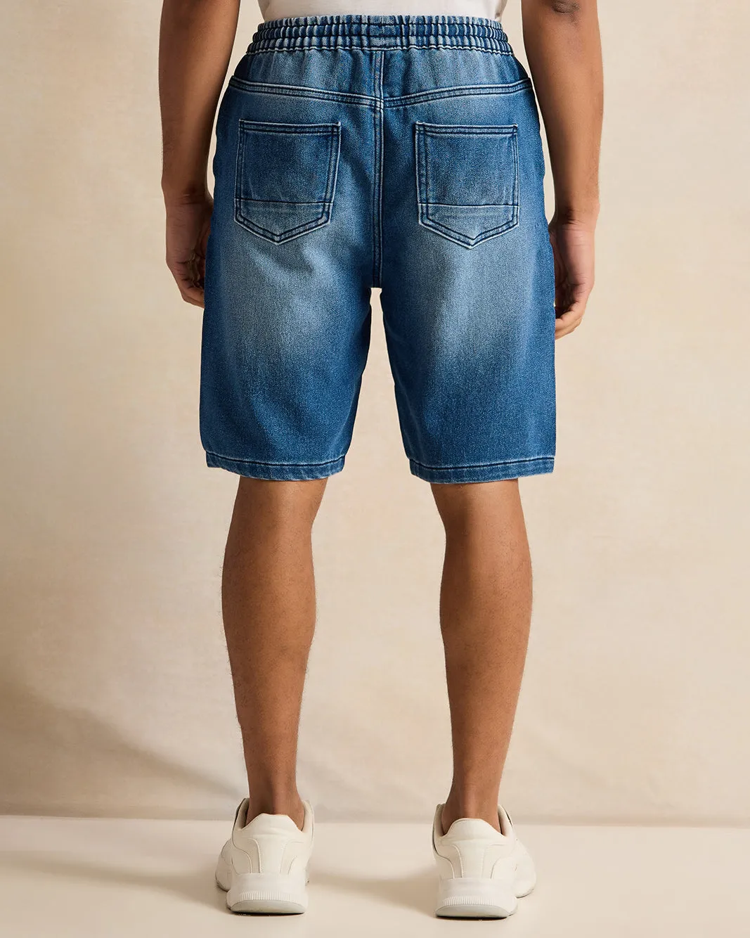 Men Blue Cut And Sew Denim Shorts sold by Redtag product image thumbnail 3