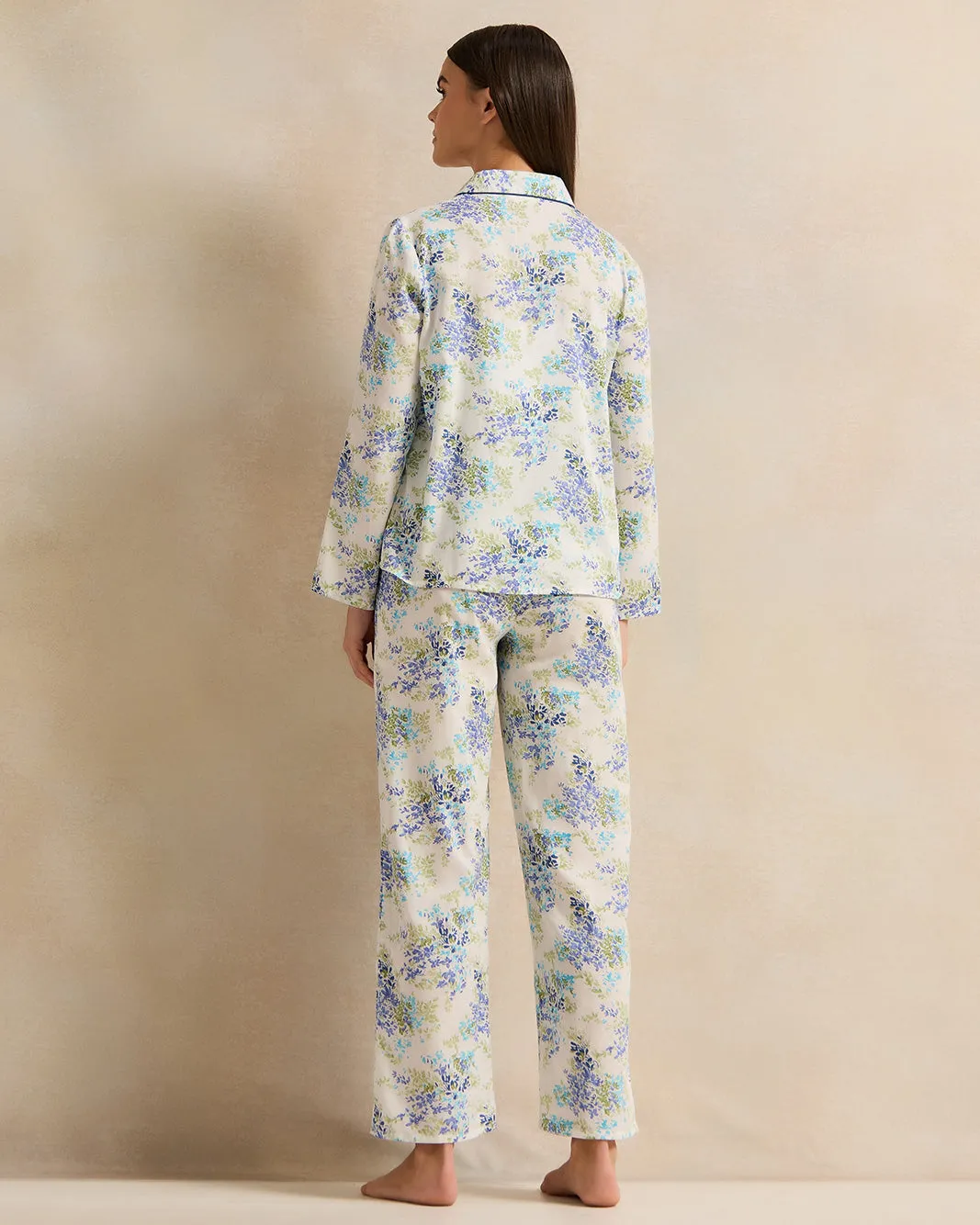 Women Cream Collared Pyjama Set (2 Piece) sold by Redtag product image thumbnail 4