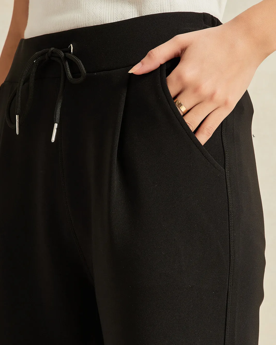 Women Black With Drawcord Leggings sold by Redtag product image thumbnail 4