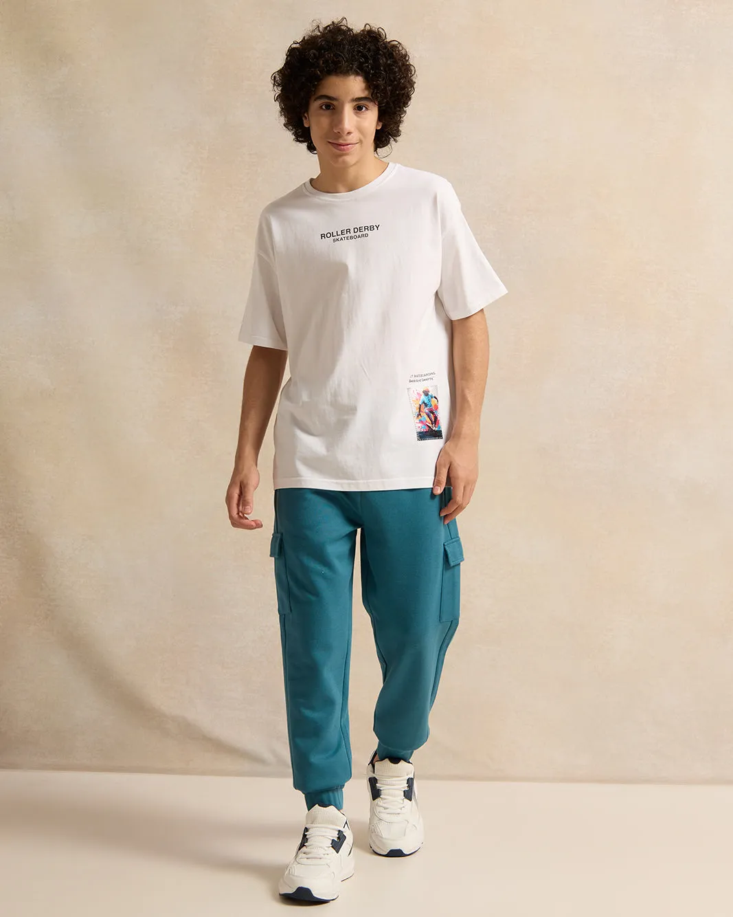 Senior Boys White Skateboarding Oversize T-Shirt sold by Redtag product image thumbnail 2