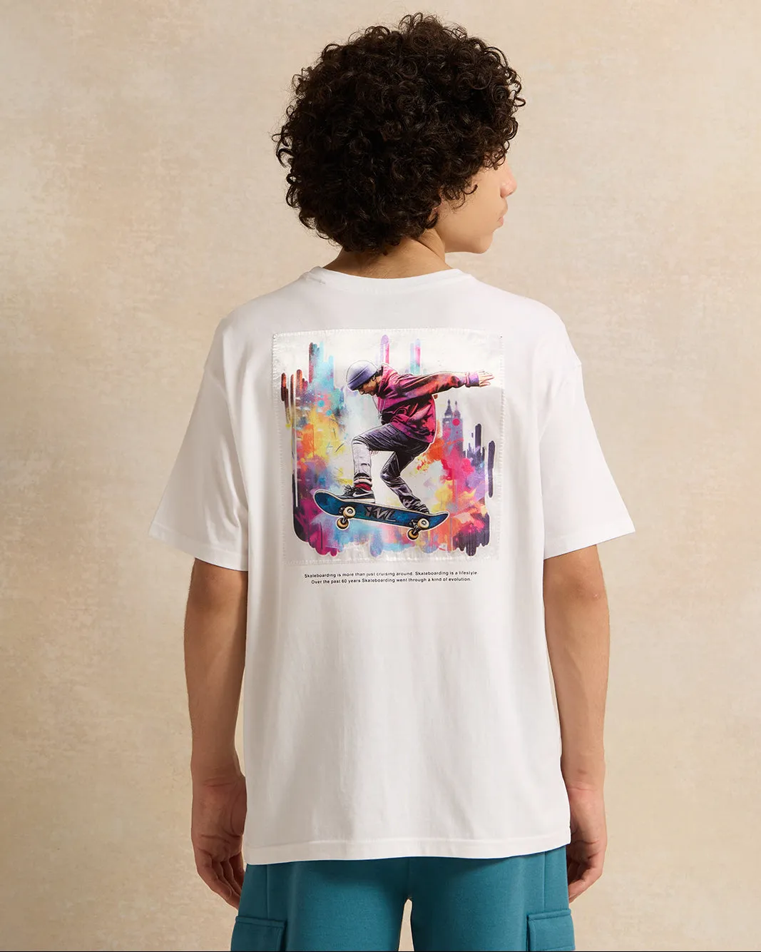 Senior Boys White Skateboarding Oversize T-Shirt sold by Redtag product image thumbnail 3