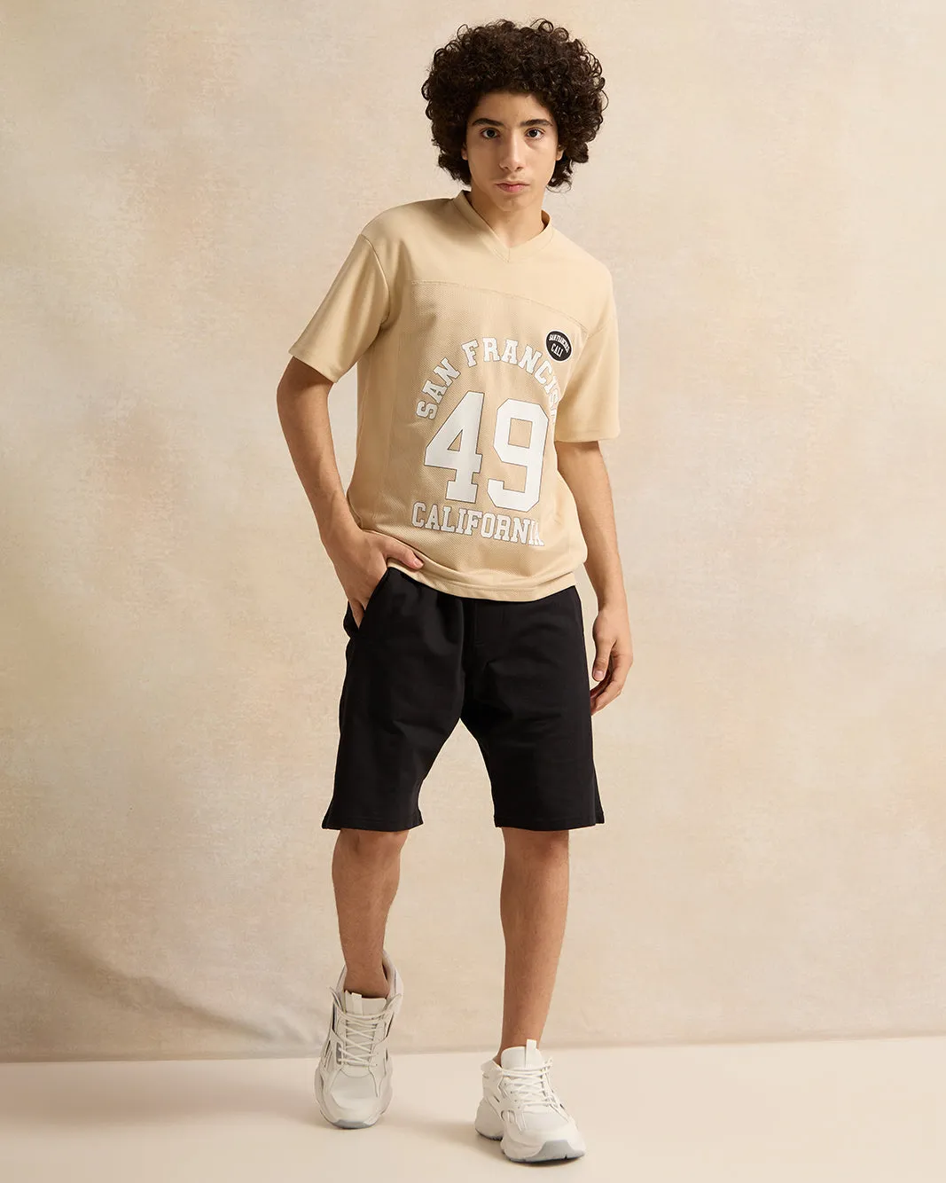 Senior Boys Beige Over Size Rugby T-Shirt sold by Redtag product image thumbnail 2
