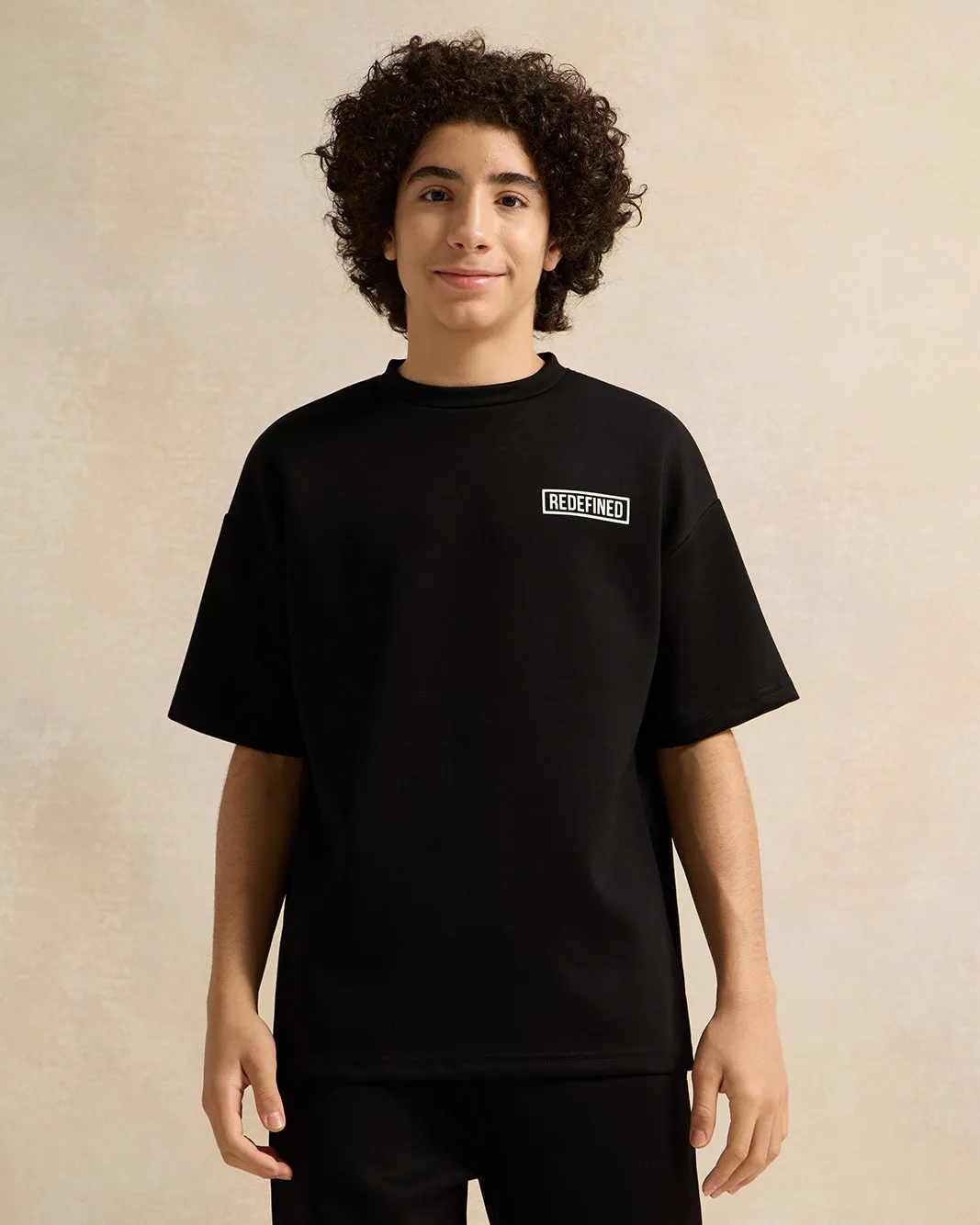 Senior Boys Black Oversize T-shirt sold by Redtag