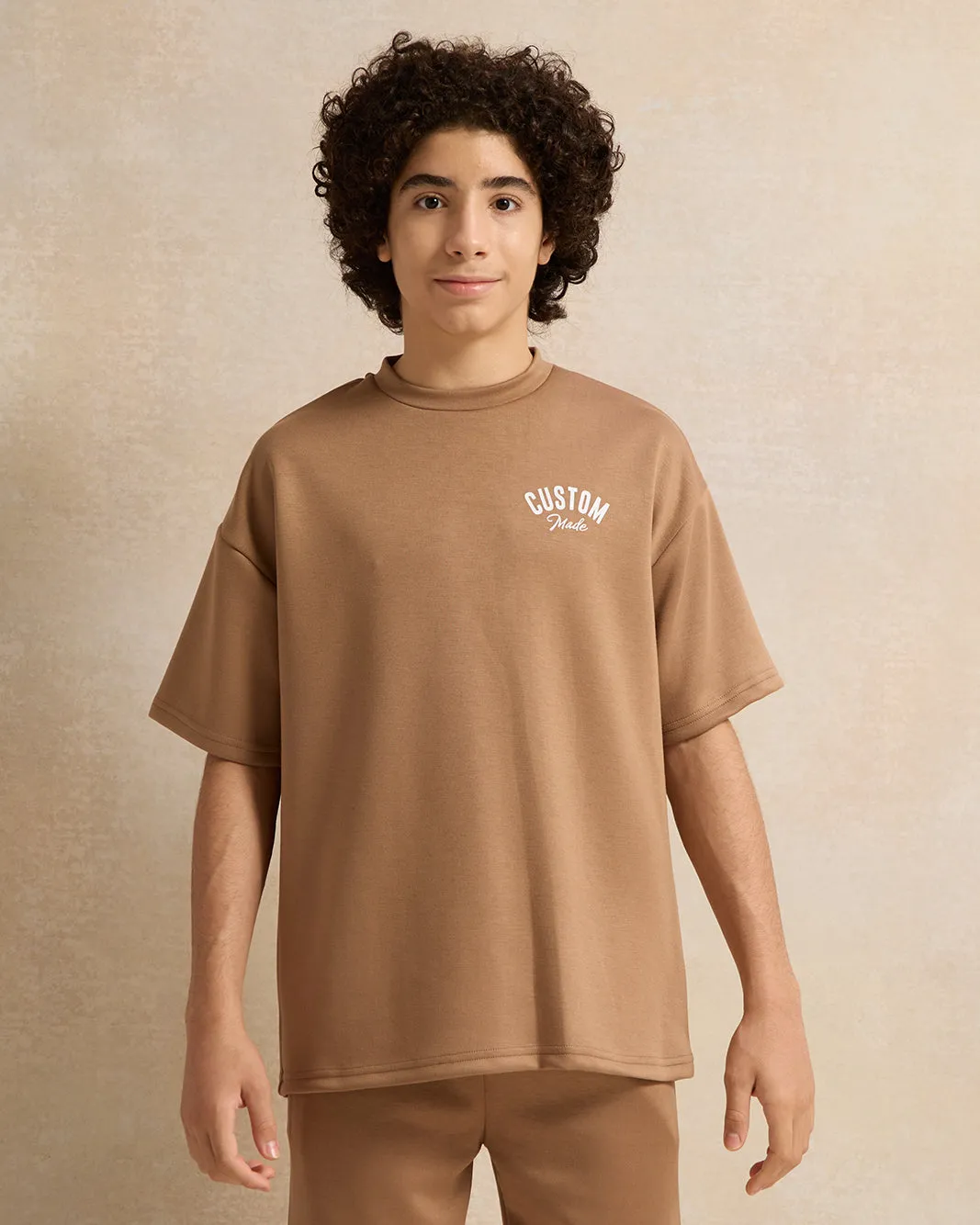 Senior Boys Brown Oversize T-shirt sold by Redtag