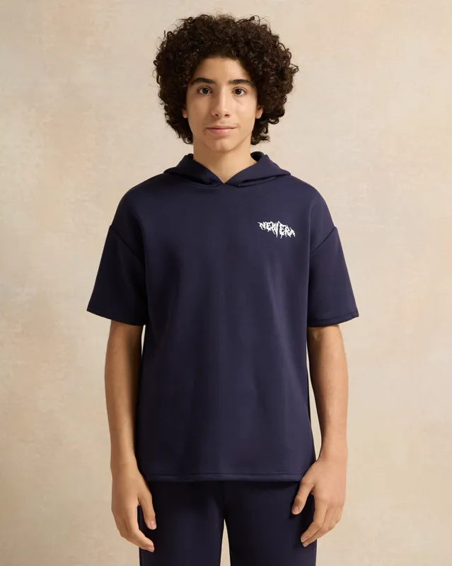 Senior Boys Navy Oversize Hooded Sweatshirt sold by Redtag