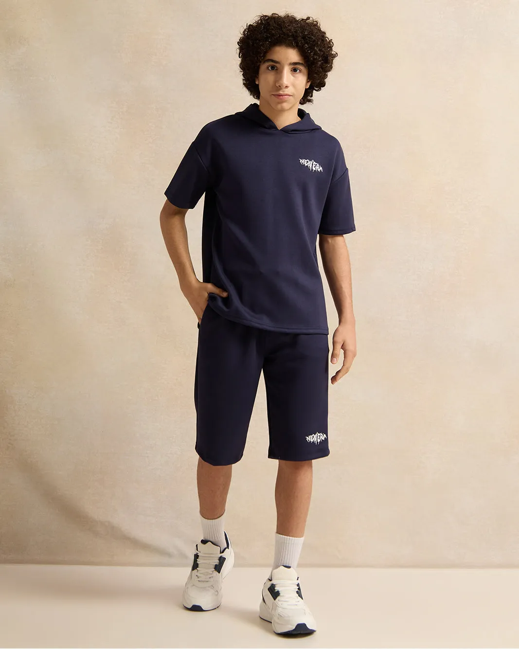 Senior Boys Navy Oversize Hooded Sweatshirt sold by Redtag product image thumbnail 2