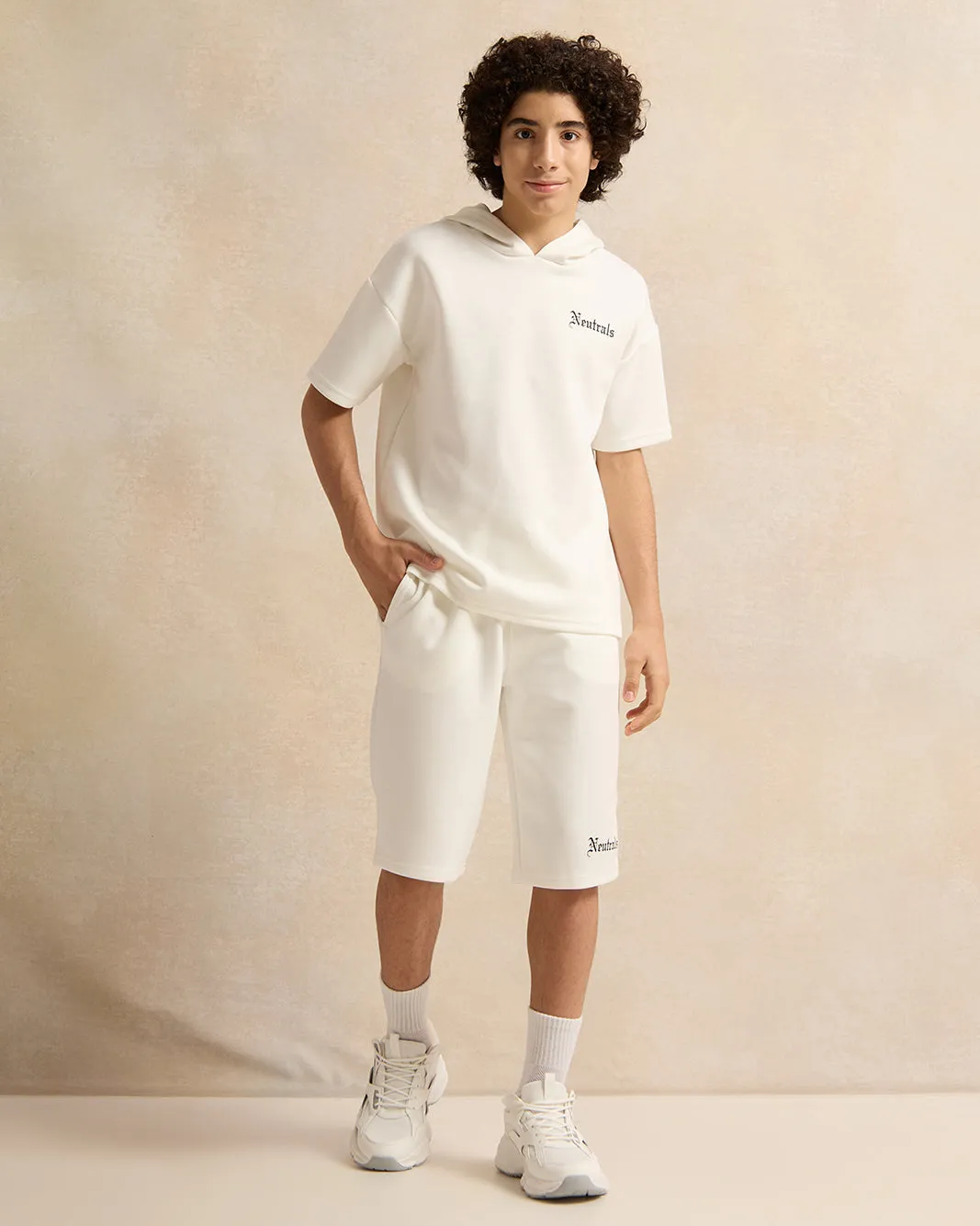 Senior Boys White Oversize Hooded Sweatshirt sold by Redtag product image thumbnail 2