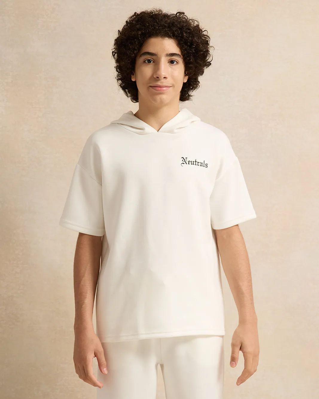 Senior Boys White Oversize Hooded Sweatshirt sold by Redtag